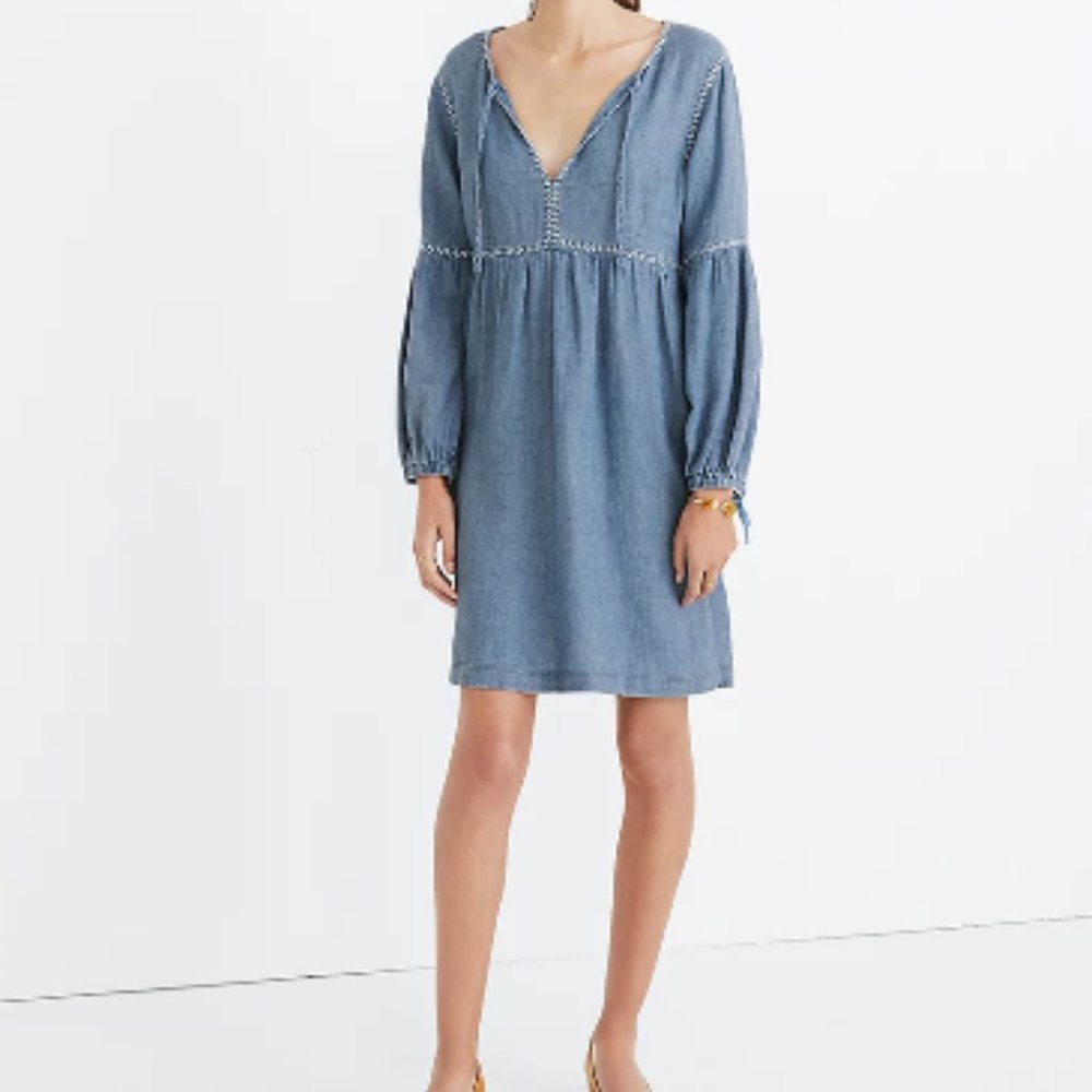 NWOT Madewell Indigo Peasant Dress